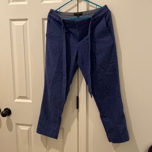 Denim color blue mid ankle length pants.